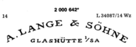 A. LANGE & SÖHNE GLASHÜTTE I/SA Logo (DPMA, 12/06/1990)