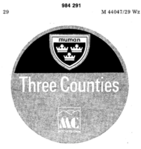 muman Three Counties Logo (DPMA, 12/23/1977)