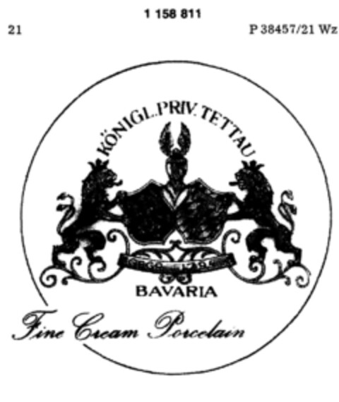 KÖNIGL.PRIV.TETTAU BAVARIA Fine Cream Porcelain Logo (DPMA, 25.08.1989)