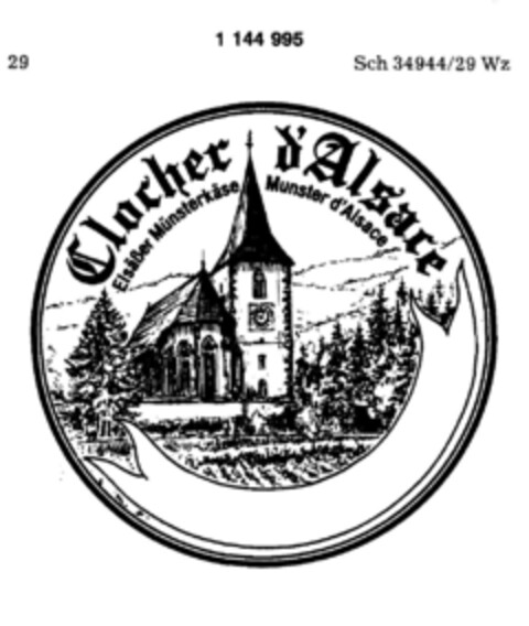 Clocher d`Alsace Elsäßer Münsterkäse Munster d`Alsace Logo (DPMA, 15.12.1988)