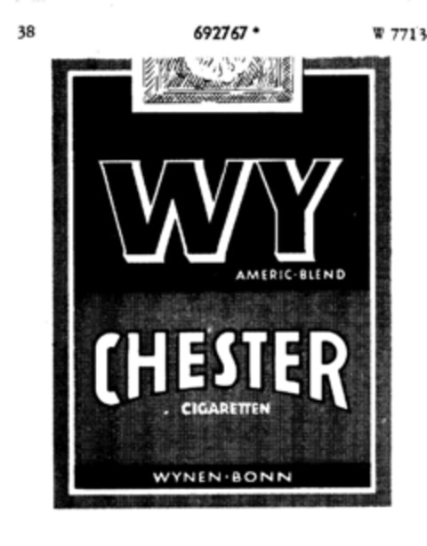 WY AMERICAN BLEND CHESTER CIGARETTEN Logo (DPMA, 04/20/1956)