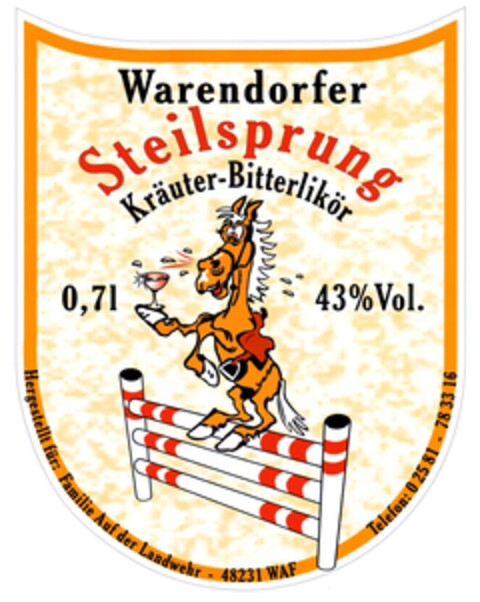 Warendorfer Steilsprung Kräuter-Bitterlikör Logo (DPMA, 12/18/2006)