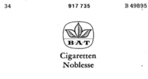 B A T Cigaretten Noblesse Logo (DPMA, 15.12.1972)