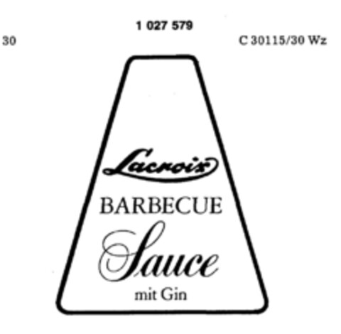 Lacroix BARBECUE Sauce mit Gin Logo (DPMA, 20.03.1981)