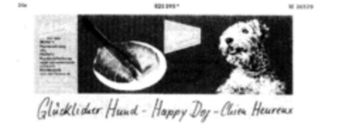 Müller`s reine Fleischnahrung das beste für Ihren Hund Glücklicher Hund - Happy Dog - Chien Heureux Logo (DPMA, 23.08.1966)