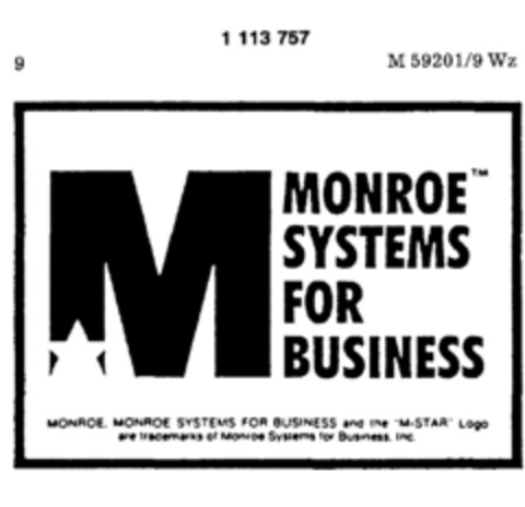 MONROE SYSTEMS FOR BUSINESS Logo (DPMA, 09/17/1986)