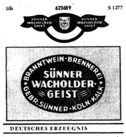 SÜNNER WACHOLDER-GEIST Logo (DPMA, 15.01.1951)