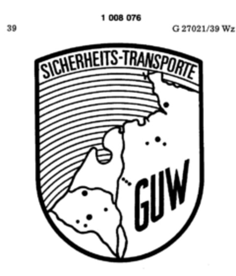 SICHERHEITS-TRANSPORTE GUW Logo (DPMA, 04/07/1979)