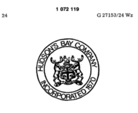 HUDSON`S BAY COMPANY INCORPORATED 1670 Logo (DPMA, 11.06.1979)