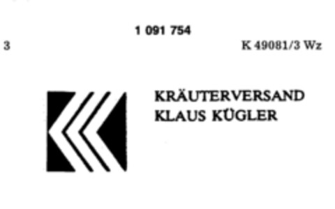 KRÄUTERVERSAND KLAUS KÜGLER Logo (DPMA, 11/06/1985)