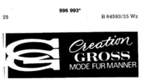 Creation GROSS MODE FÜR MÄNNER Logo (DPMA, 12/08/1979)