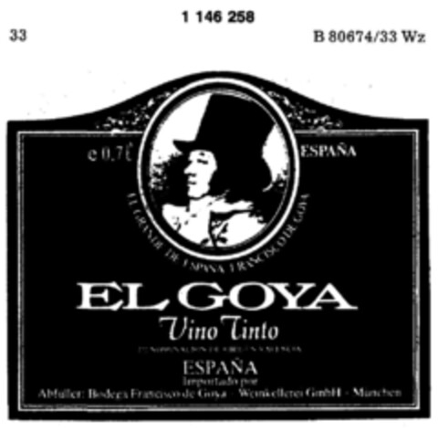 EL GOYA Vino Tinto Logo (DPMA, 10.12.1986)