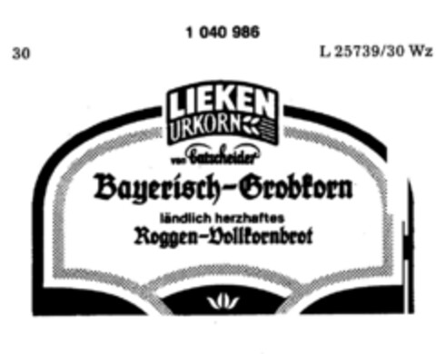 LIEKEN URKORN Bayrisch-Grobkorn Logo (DPMA, 29.04.1982)