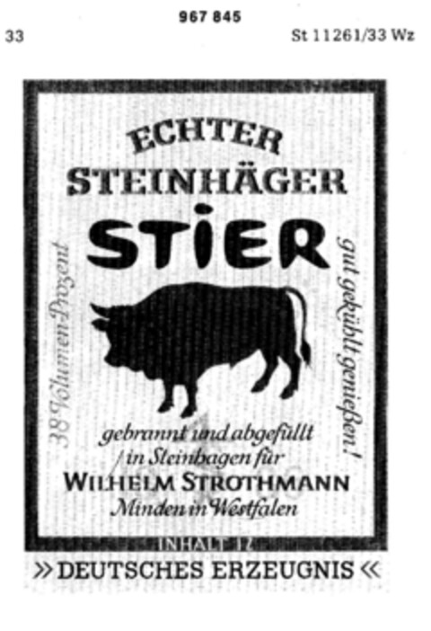 STEINHÄGER STIER Logo (DPMA, 05/11/1977)