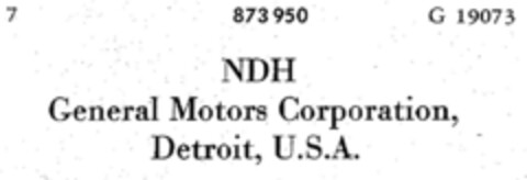 NDH General Motors Corporation, Detroit, U.S.A. Logo (DPMA, 20.09.1969)