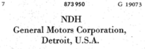 NDH General Motors Corporation, Detroit, U.S.A. Logo (DPMA, 09/20/1969)