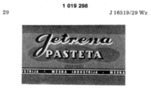 Jetrena PASTETA MESNA INDUSTRIJA Logo (DPMA, 12/24/1980)