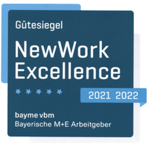 Gütesiegel NewWork Excellence 2021 2022 bayme vbm Bayerische M+E Arbeitgeber Logo (DPMA, 07/13/2021)