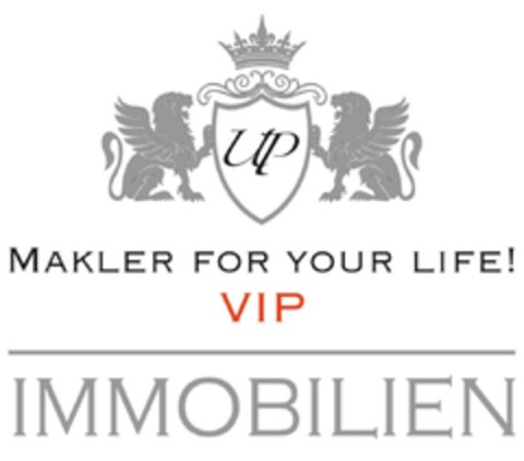UP MAKLER FOR YOUR LIFE! VIP IMMOBILIEN Logo (DPMA, 09/06/2023)