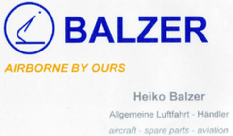 BALZER AIRBORNE BY OURS Heiko Balzer Logo (DPMA, 04.02.1999)