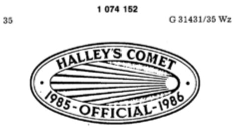 HALLEY`S COMET 1985-OFFICIAL-1986 Logo (DPMA, 19.01.1984)