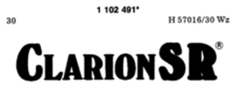 CLARION SR Logo (DPMA, 08.12.1986)