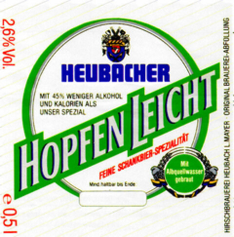 HOPFEN LEICHT Logo (DPMA, 03/25/1989)