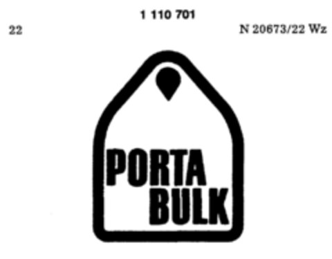 PORTA BULK Logo (DPMA, 28.11.1986)