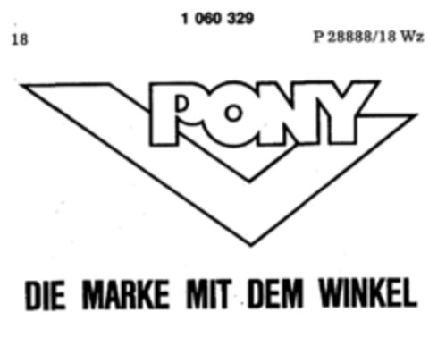 PONY DIE MARKE MIT DEM WINKEL Logo (DPMA, 04.12.1981)