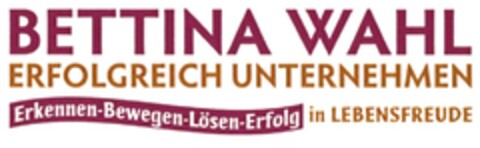 BETTINA WAHL ERFOLGREICH UNTERNEHMEN Erkennen-Bewegen-Lösen-Erfolg in LEBENSFREUDE Logo (DPMA, 03.03.2015)