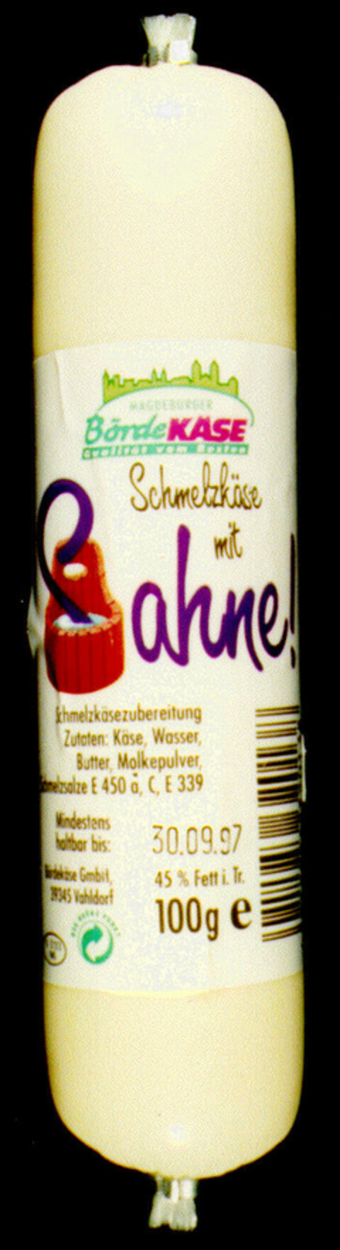 BördeKÄSE Schmelzkäse mit Sahne! Logo (DPMA, 12.04.1997)