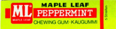 MAPLE LEAF PEPPERMINT CHEWING GUM KAUGUMMI Logo (DPMA, 04/30/1983)