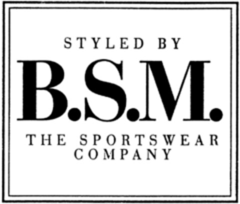 STYLED BY B.S.M. THE SPORTSWEAR COMPANY Logo (DPMA, 08.01.1994)