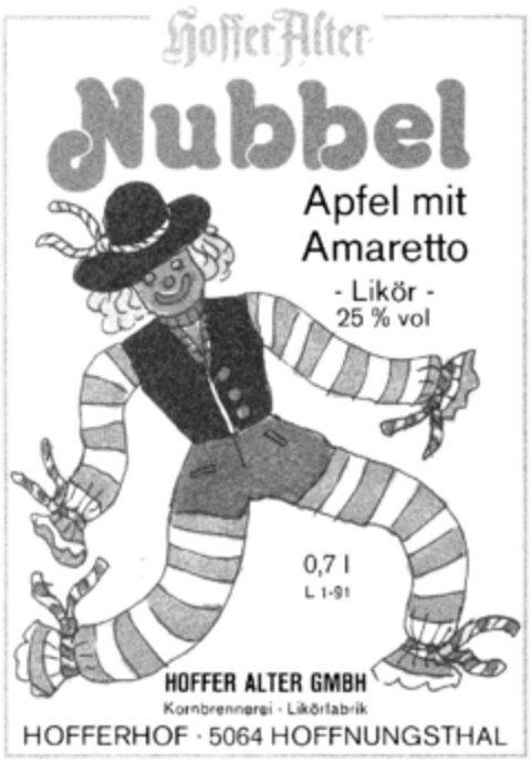 Hoffer Alter Nubbel Apfel mit Amaretto Logo (DPMA, 08/24/1991)