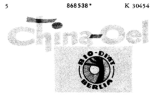 china-Oel BIO - DIÄT BERLIN Logo (DPMA, 24.10.1969)