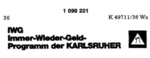 IWG Immer-Wieder-Geld-Programm der KARLRUHER Logo (DPMA, 04/23/1986)