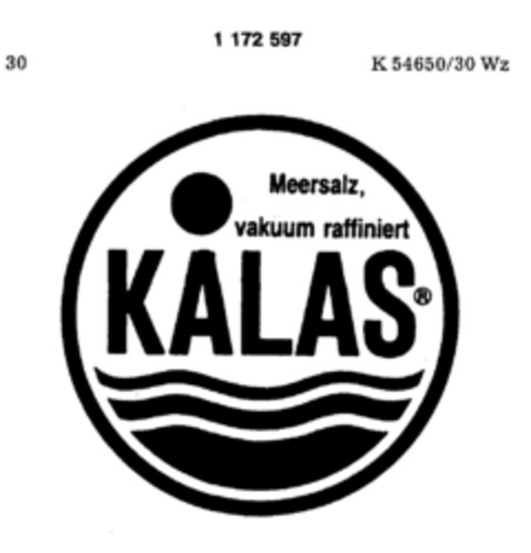 Meersalz, vakuum raffiniert KALAS Logo (DPMA, 30.06.1989)