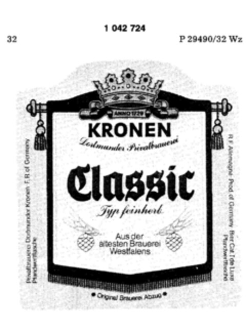 KRONEN Classic Logo (DPMA, 07/14/1982)