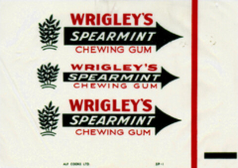 WRIGLEY'S SPEARMINT CHEWING GUM Logo (DPMA, 09.01.1957)