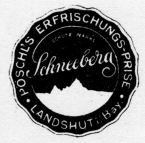 PÖSCHL`S ERFRISCHUNGS-PRISE Schneeberg Logo (DPMA, 10/01/1948)