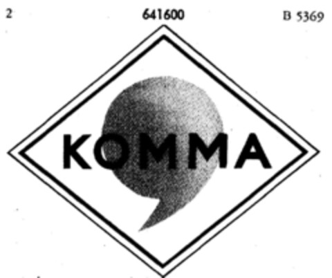 KOMMA Logo (DPMA, 06/27/1952)