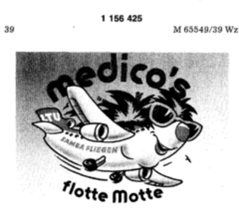 medico's flotte motte SAMBA FLIEGEN LTU Logo (DPMA, 07.08.1989)