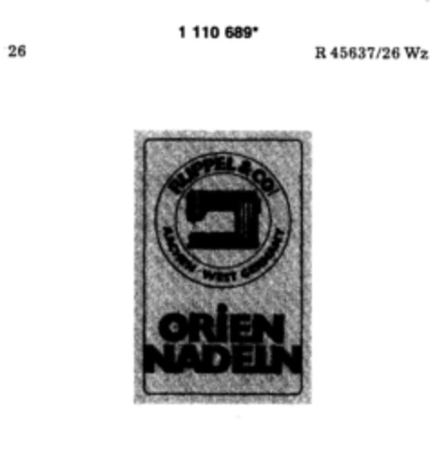 RUPPEL & CO ORIEN NADELN Logo (DPMA, 07/23/1987)