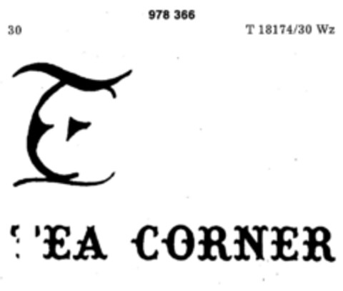 TC TEA CORNER Logo (DPMA, 04.11.1977)