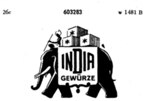 INDIA GEWÜRZE Logo (DPMA, 16.06.1949)