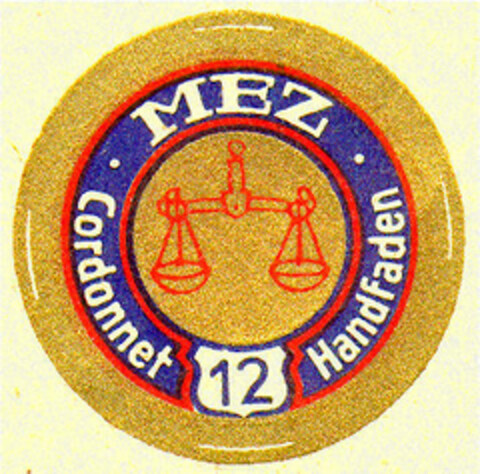 MEZ Cordonnet 12 Handfäden Logo (DPMA, 10.07.1954)