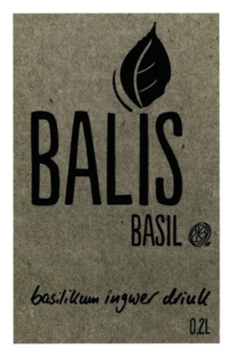 BALIS BASIL basilikum ingwer drink Logo (DPMA, 12/23/2015)