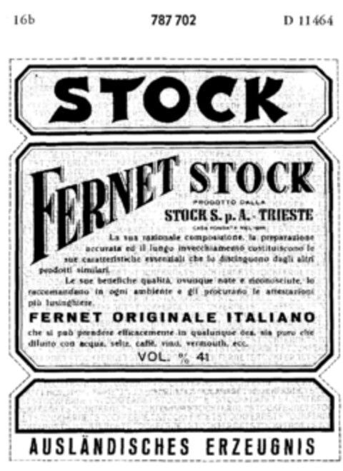 STOCK FERNET STOCK Logo (DPMA, 26.04.1960)