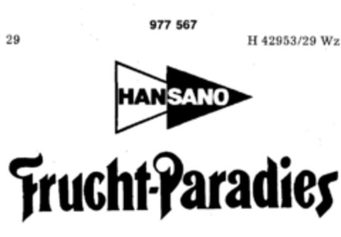 HANSANO Frucht-Paradies Logo (DPMA, 04/16/1977)