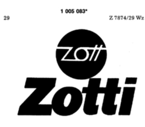 zott Zotti Logo (DPMA, 02/08/1980)